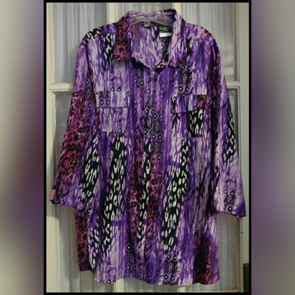 Southern lady purple print shirt jacket